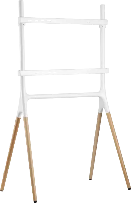 Reflecta Elegant 70WB Easel TV Stand for 49"-70" Screens, Powder-Coated White Steel Frame with Beech Wood Legs, VESA Compatible, Max 40kg