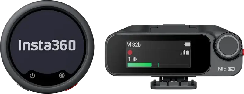 Insta360 Mic Pro Wireless Microphone System, 2 TX + 1 RX, 32-bit Float Internal Recording, 32GB Memory, 400m Range, OLED Touchscreen, Black