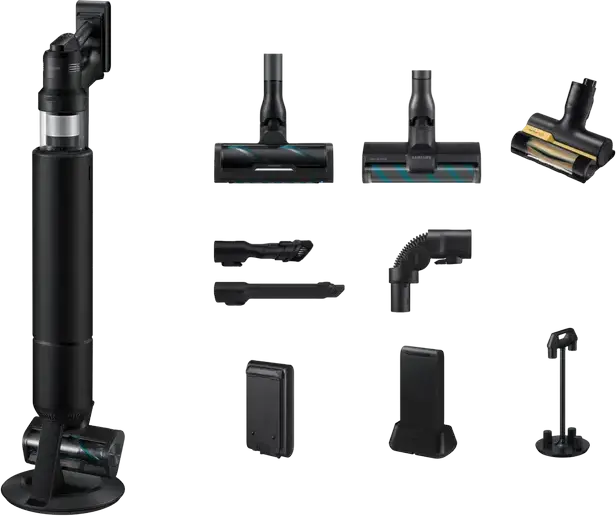 Samsung Bespoke AI Jet Ultra VS90F40DEK/EU Cordless Stick Vacuum, 400W Suction, HEPA Filter, All-in-One Clean Station, 2x Li-Ion Batteries, Satin Black