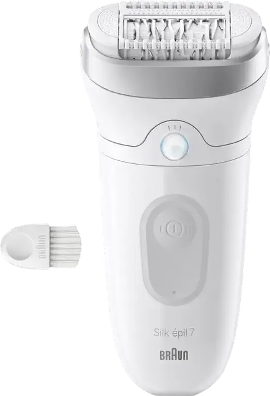 Epilator Braun Silk-épil 7 SE7000 Wet & Dry, 40 Pense MicroGrip, Cap Lat, Smart Light, Roller de Masaj, Moduri Gentle și Powerful, Alb