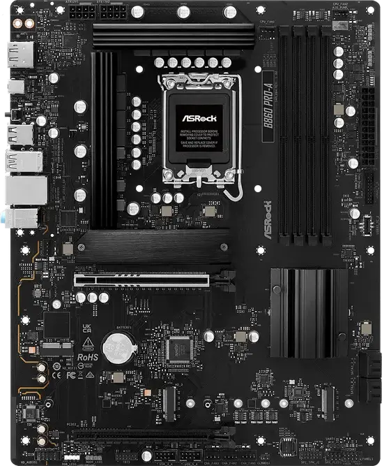 Материнская плата ASRock B860 Pro-A ATX LGA1851 Intel B860 DDR5 8666+ MHz (OC) PCIe 5.0 x16 Blazing M.2 Gen5x4 2.5G LAN для Intel Core Ultra Series 2