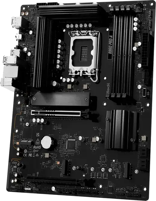 Материнская плата ASRock B860 Pro-A ATX LGA1851 Intel B860 DDR5 8666+ MHz (OC) PCIe 5.0 x16 Blazing M.2 Gen5x4 2.5G LAN для Intel Core Ultra Series 2