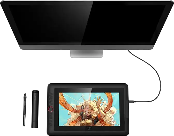 XP-Pen Artist 13.3 Pro V2 Graphics Tablet Pen Display, 13.3" Full-Laminated IPS FHD Screen, X3 Pro Stylus 16K Pressure, Red Dial, Black