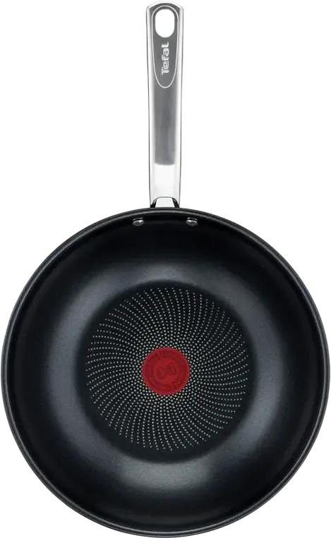 Tefal Intuition B8171944 Stainless Steel Wok Frying Pan 28 cm 3.6L Non-stick Titanium Coating Thermo-Signal Induction Compatible