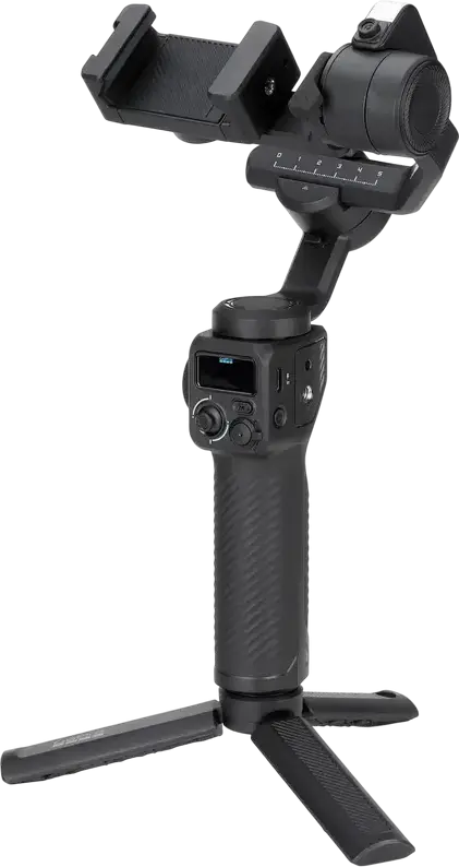 Fluid Pro AI Multi Stabilizer Gimbal Selfie Stick for GoPro and Smartphones, Bluetooth AI Stabilization, Integrated Tripod, OLED Display, 115 cm, Black