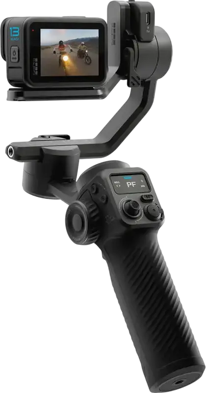 Fluid Pro AI Multi Stabilizer Gimbal Selfie Stick for GoPro and Smartphones, Bluetooth AI Stabilization, Integrated Tripod, OLED Display, 115 cm, Black