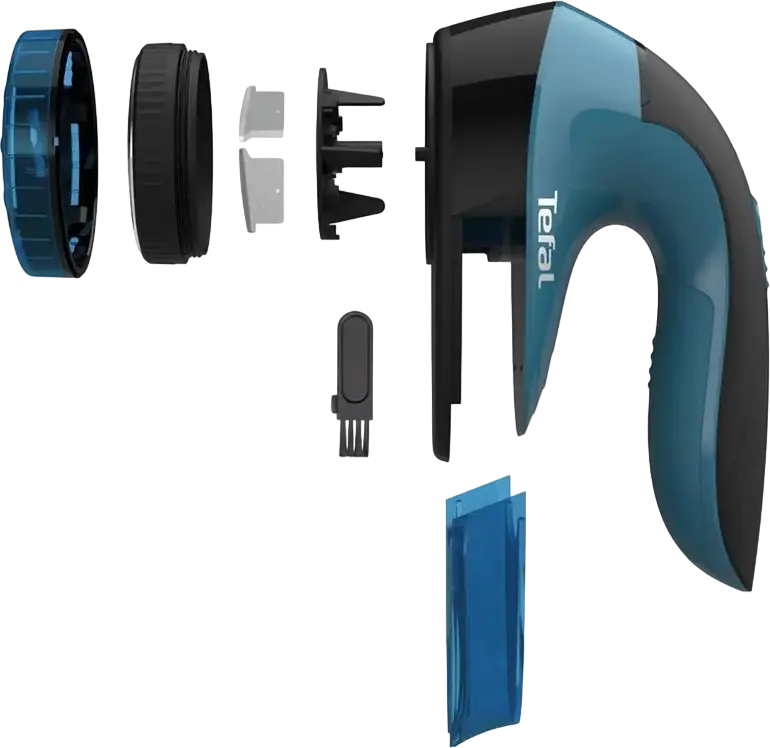 Tefal JB1011E0 Cordless Fabric Shaver, Stainless Steel 3-Tooth Rotary Blade, 4 Height Settings, Battery Operated with Cleaning Brush