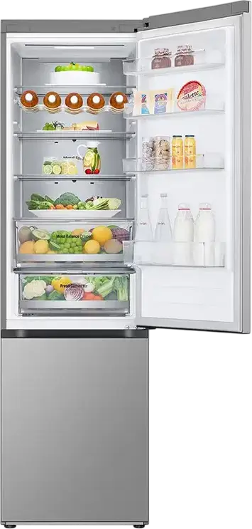 Frigider Combinat LG GBV5250EPY, Congelator Jos, 387L, No Frost, Smart Inverter Compressor, ThinQ Wi-Fi, DoorCooling+, Argintiu, 203cm, Clasa E