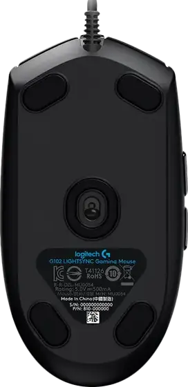 Logitech G102 LIGHTSYNC Wired Gaming Mouse, Black, Symmetrical Ambidextrous Design, 8000 DPI Sensor, 6 Programmable Buttons, RGB LIGHTSYNC, 85g