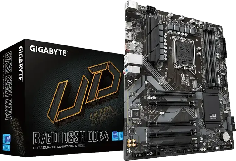 Placa de baza Gigabyte B760 DS3H DDR4 UD LGA1700 Chipset Intel B760 ATX pentru Core Gen 12/13, 4x DIMM DDR4 5333MHz OC, Dual M.2, HDMI, DisplayPort