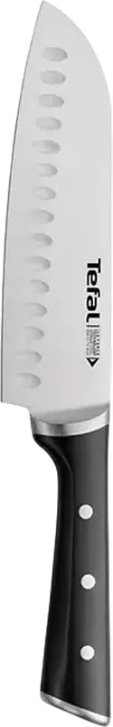 Tefal Ice Force K2320614 Santoku Knife, 18 cm Stainless Steel Blade, Cryogenic Treatment for Long-Lasting Performance, Black ABS Handle
