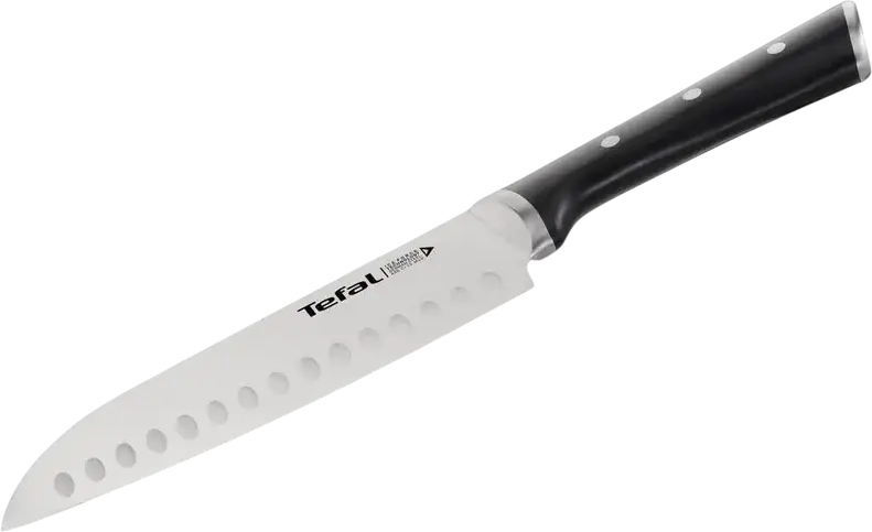 Tefal Ice Force K2320614 Santoku Knife, 18 cm Stainless Steel Blade, Cryogenic Treatment for Long-Lasting Performance, Black ABS Handle