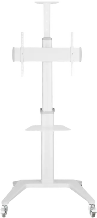 Мобильный кронштейн для ТВ Reflecta 70VCP-Shelf, белый, для экранов 37"-70" до 70 кг, регулируемая высота 125-160 см, наклон +5°/-12°, с полками для оборудования и камеры