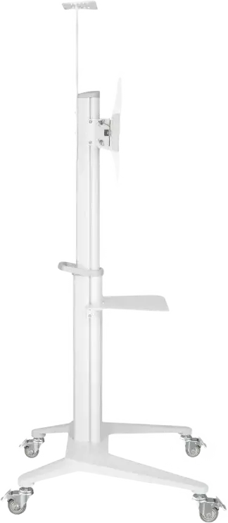 Мобильный кронштейн для ТВ Reflecta 70VCP-Shelf, белый, для экранов 37"-70" до 70 кг, регулируемая высота 125-160 см, наклон +5°/-12°, с полками для оборудования и камеры