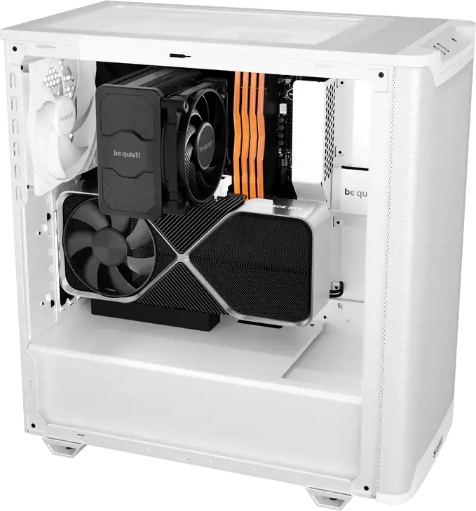 be quiet! Pure Base 501 Airflow Midi-Tower Case, White, ATX/M-ATX/Mini-ITX, Mesh Front, 2x 140mm PWM Fans, 360mm Radiator Support, Vertical GPU Slots