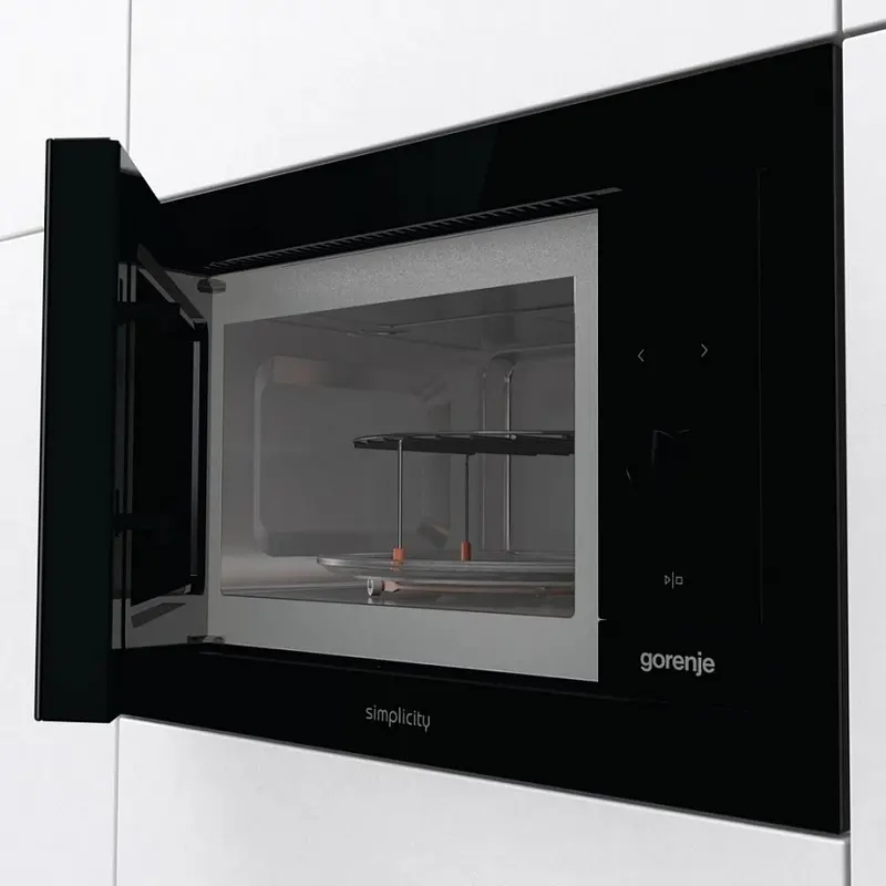 Cuptor cu Microunde și Grill Încorporabil Gorenje BM 235 G1SYB, 23L, Grill Quartz 1200W, Interior Inox, Negru, Gamă Simplicity