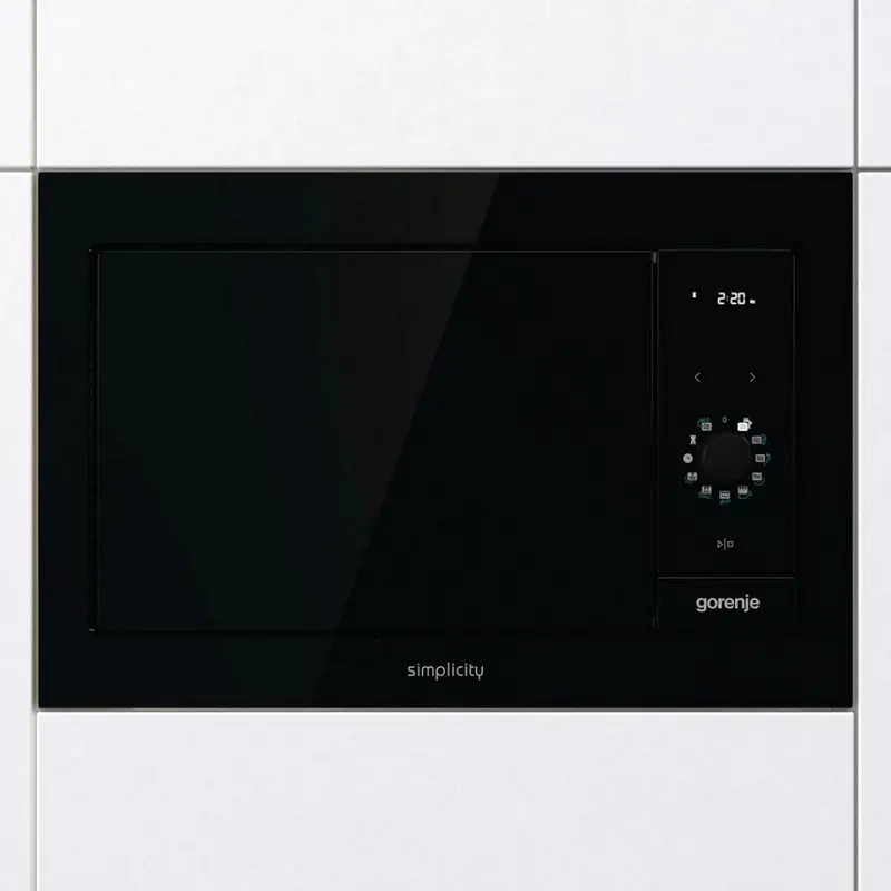 Cuptor cu Microunde și Grill Încorporabil Gorenje BM 235 G1SYB, 23L, Grill Quartz 1200W, Interior Inox, Negru, Gamă Simplicity