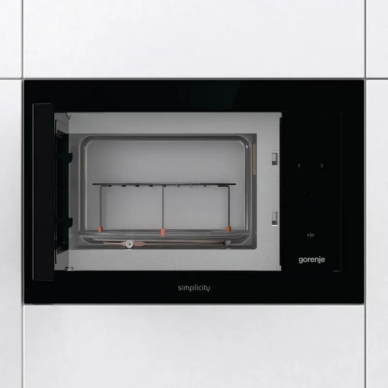 Cuptor cu Microunde și Grill Încorporabil Gorenje BM 235 G1SYB, 23L, Grill Quartz 1200W, Interior Inox, Negru, Gamă Simplicity