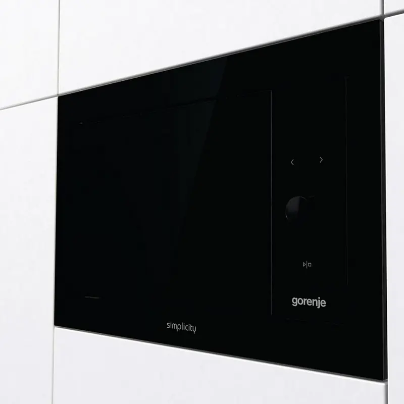Cuptor cu Microunde și Grill Încorporabil Gorenje BM 235 G1SYB, 23L, Grill Quartz 1200W, Interior Inox, Negru, Gamă Simplicity