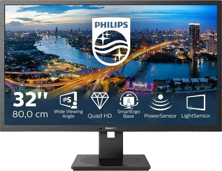 Monitor Philips 325B1L 31.5 inch WQHD IPS, Rezolutie 2560x1440, 75Hz, USB-C Power Delivery 65W, Adaptive-Sync, Reglaj Inaltime si Pivotare, Difuzoare