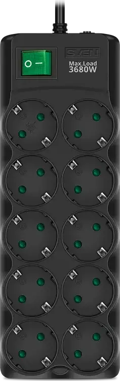 Prelungitor electric SVEN SF-10E-16, 10 Prize, 5m, Negru