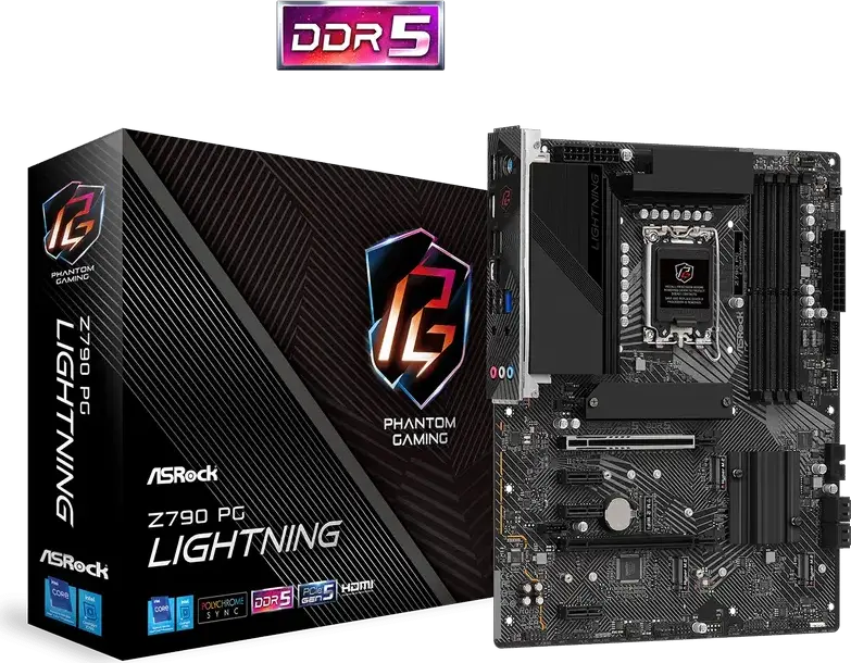Материнская плата ASRock Z790 PG LIGHTNING LGA1700 Intel Z790 ATX DDR5 7200МГц OC 128ГБ PCIe 5.0 4x Hyper M.2 2.5G LAN Питание 14+1+1 фазы