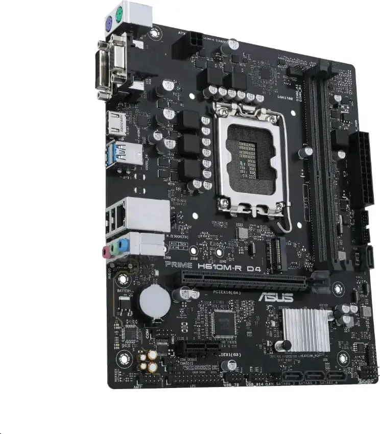 ASUS PRIME H610M-R D4-SI Micro-ATX Motherboard LGA1700 Intel H610 DDR4 64GB 5333MHz PCIe 4.0 M.2 HDMI DVI VGA 1Gb Ethernet