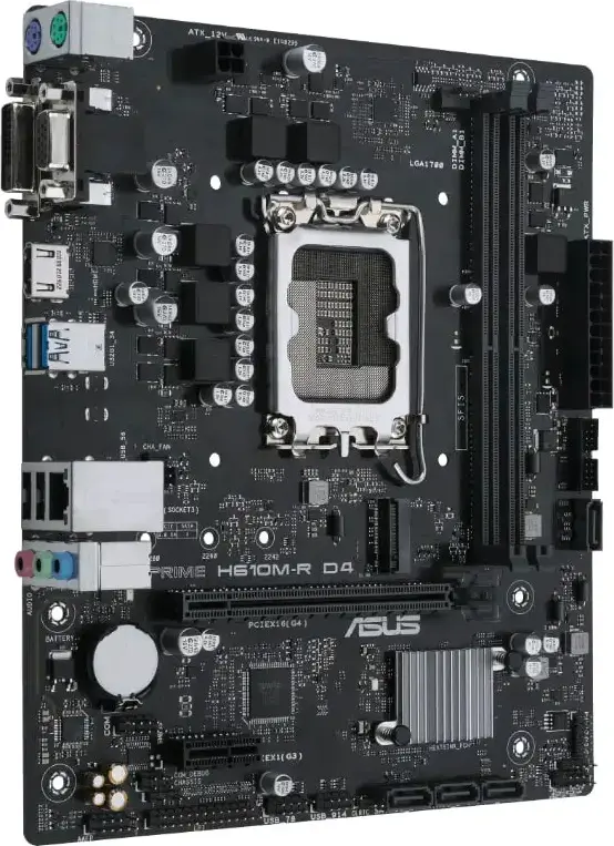 ASUS PRIME H610M-R D4-SI Micro-ATX Motherboard LGA1700 Intel H610 DDR4 64GB 5333MHz PCIe 4.0 M.2 HDMI DVI VGA 1Gb Ethernet