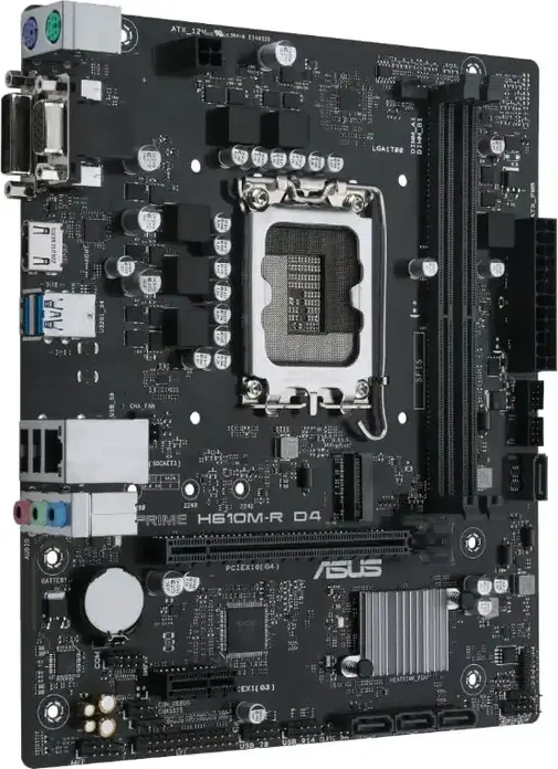 ASUS PRIME H610M-R D4-SI Micro-ATX Motherboard LGA1700 Intel H610 DDR4 64GB 5333MHz PCIe 4.0 M.2 HDMI DVI VGA 1Gb Ethernet