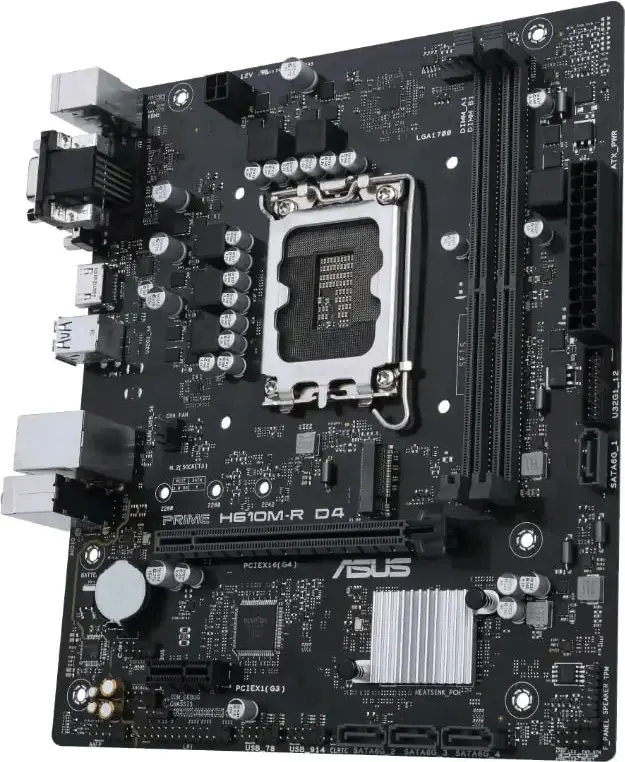 ASUS PRIME H610M-R D4-SI Micro-ATX Motherboard LGA1700 Intel H610 DDR4 64GB 5333MHz PCIe 4.0 M.2 HDMI DVI VGA 1Gb Ethernet