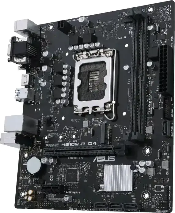 ASUS PRIME H610M-R D4-SI Micro-ATX Motherboard LGA1700 Intel H610 DDR4 64GB 5333MHz PCIe 4.0 M.2 HDMI DVI VGA 1Gb Ethernet