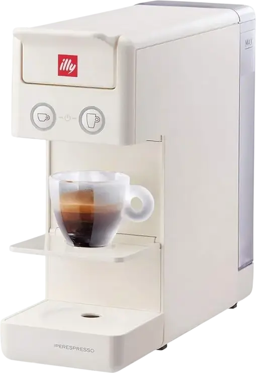 illy Y3.3 iperEspresso Capsule Coffee Machine, 19 Bar Pump Pressure, 1250W, 0.75L Water Tank, ABS Plastic, Color: White, Two-Stage Extraction System