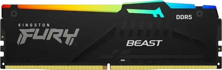Kingston FURY Beast RGB DDR5 DIMM RAM Memory Module, CL30, Intel XMP 3.0, AMD EXPO, On-die ECC, Customizable RGB Lighting, Kingston FURY CTRL Support
