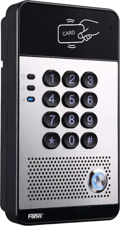 Fanvil i20S IP SIP Audio Door Phone, 2 SIP Lines, PoE, IP65 Weatherproof, RFID Card Reader, Keypad, Built-in 3W Speaker with AEC, Black Metal