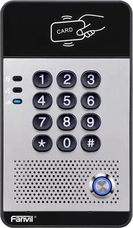 Fanvil i20S IP SIP Audio Door Phone, 2 SIP Lines, PoE, IP65 Weatherproof, RFID Card Reader, Keypad, Built-in 3W Speaker with AEC, Black Metal