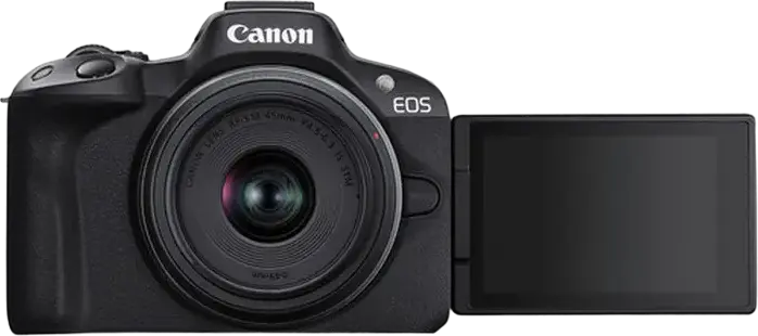Canon EOS R50 Mirrorless Camera with RF-S 18-45mm Lens, 24.2MP APS-C CMOS Sensor, DIGIC X Processor, 4K UHD Video, Dual Pixel CMOS AF II, Wi-Fi, Bluetooth