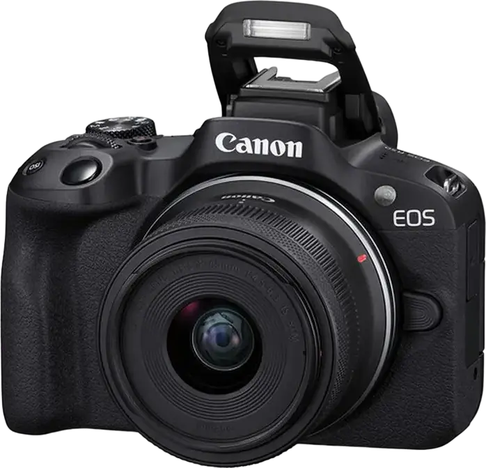 Canon EOS R50 Mirrorless Camera with RF-S 18-45mm Lens, 24.2MP APS-C CMOS Sensor, DIGIC X Processor, 4K UHD Video, Dual Pixel CMOS AF II, Wi-Fi, Bluetooth