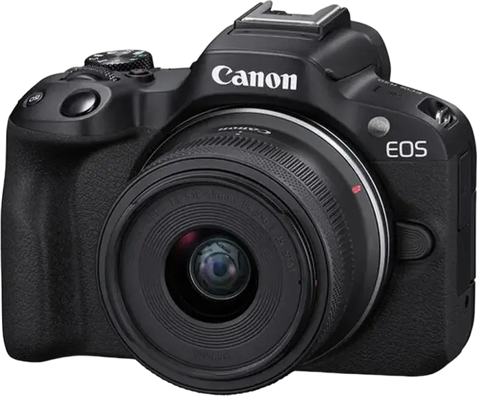 Canon EOS R50 Mirrorless Camera with RF-S 18-45mm Lens, 24.2MP APS-C CMOS Sensor, DIGIC X Processor, 4K UHD Video, Dual Pixel CMOS AF II, Wi-Fi, Bluetooth