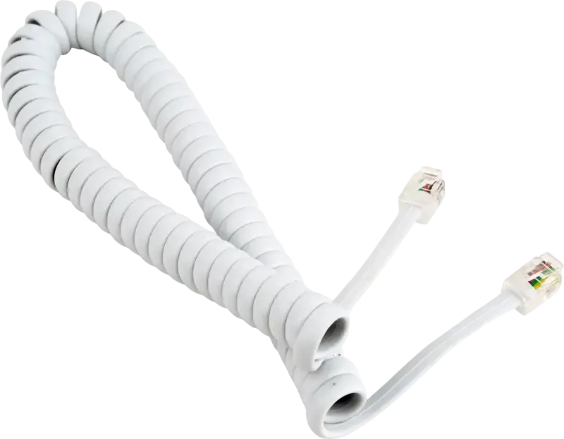 Cablu spiralat al receptorului telefonic Cablexpert TC4P4CS-2M, Alb