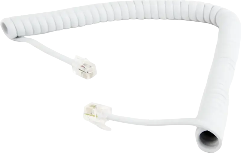 Cablu spiralat pentru receptor telefonic Cablexpert TC4P4CS-2M, Conectori RJ10 4P4C la RJ10 4P4C, Alb, 2 Metri
