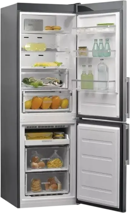 Frigider Combinat Whirlpool W9 821A OX H, Total No Frost, 6th Sense, Oțel Inoxidabil, Capacitate Netă 323L, Clasa Energetică E, 188.9x59.5x65.5 cm