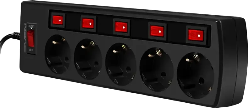 Prelungitor electric SVEN SF-05PL, 5 Prize, 1,8m, Negru