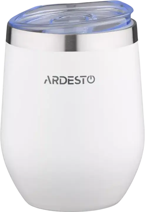 Cană Termică Compactă Ardesto AR2635MMW, 350ml Oțel Inoxidabil 18/10 cu Capac Transparent, Fără BPA, Albă