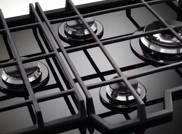 Electrolux KGG6456K Built-in Gas Hob, 4 Burners with WOK, Tempered Glass Surface, Cast Iron Grates, Gas-control Safety, 59.5 cm, Black