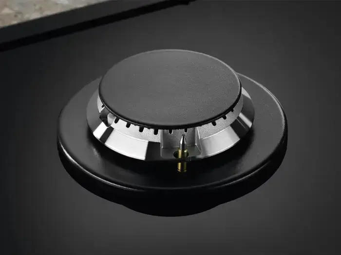Electrolux KGG6456K Built-in Gas Hob, 4 Burners with WOK, Tempered Glass Surface, Cast Iron Grates, Gas-control Safety, 59.5 cm, Black