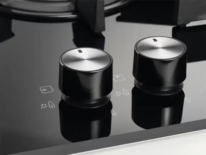 Electrolux KGG6456K Built-in Gas Hob, 4 Burners with WOK, Tempered Glass Surface, Cast Iron Grates, Gas-control Safety, 59.5 cm, Black