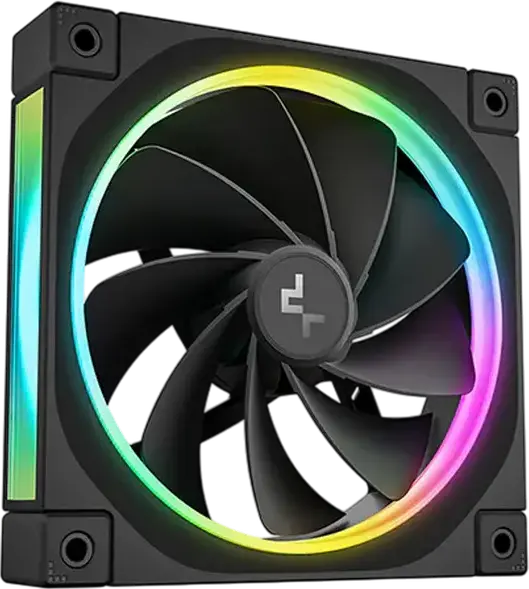 Deepcool FL12R 120mm ARGB Case Fan, Reverse Blade, 500-2150 RPM, Fluid Dynamic Bearing, PWM, Halo Ring Lighting, Black