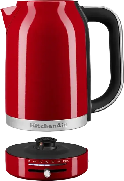 Fierbător electric KitchenAid 5KEK1701EER, 1.7 L, Oțel Inoxidabil, 2400W, Control Variabil de Temperatură (50-100°C), Empire Red, Oprire Automată