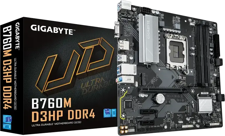 Gigabyte B760M D3HP DDR4 Motherboard LGA1700 Intel B760 Micro-ATX, Supports 12th/13th/14th Gen Intel Core, 4x DIMM 128GB DDR4 5333MHz OC, Dual M.2 PCIe Gen4