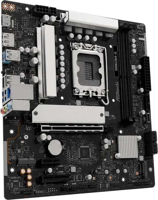 Материнская плата ASRock B860M-X Micro-ATX LGA1851 Intel B860 DDR5 9066+ MHz (OC) PCIe Gen5 M.2 Blazing SSD Realtek 2.5G LAN HDMI 2.1 DP 1.4 для Intel Core Ultra Series 2